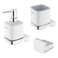 NIMCO MA set-31K-26 - Dispensador de jabón de pared, soporte para cepillos de dientes y gancho de pared MAYA 320 mm blanco/cromo brillante