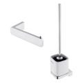 NIMCO MA set-94KN-26 - Cepillo para inodoro montado en la pared y portarrollos de papel higiénico MAYA cromo brillante