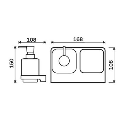 NIMCO MAC 2905831C-T-90 - Dispensador de jabón de pared y soporte para cepillos de dientes MAYA 320 mm mate tarros/mate negro