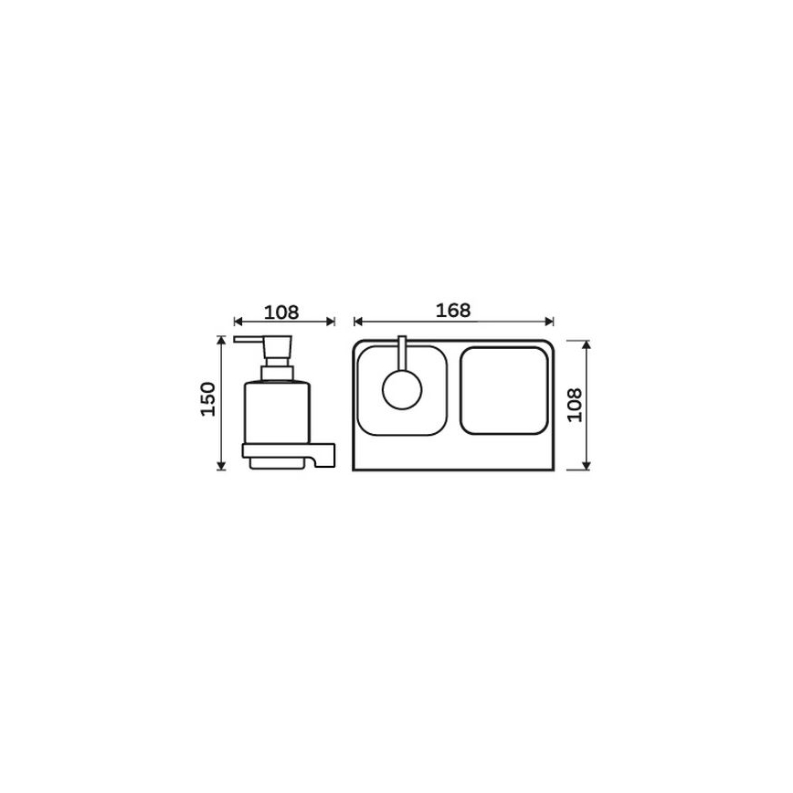 NIMCO MAC 2905831C-T-90 - Dispensador de jabón de pared y soporte para cepillos de dientes MAYA 320 mm mate tarros/mate negro