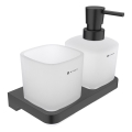 NIMCO MAC 2905831C-T-90 - Dispensador de jabón de pared y soporte para cepillos de dientes MAYA 320 mm mate tarros/mate negro