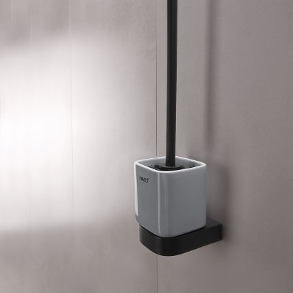 NIMCO NKC 30094KN-90 - Cepillo de inodoro montado en la pared NIKAU blanco/negro mate