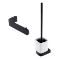 NIMCO NKC set-94KN-90 - Cepillo de inodoro montado en la pared y portarrollos de papel higiénico NIKAU blanco/negro mate