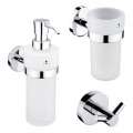 NIMCO UN set-31W-26 - Dispensador de jabón de pared, soporte para cepillos de dientes y gancho de pared UNIX 250 mm mate tarros/cromo brillante
