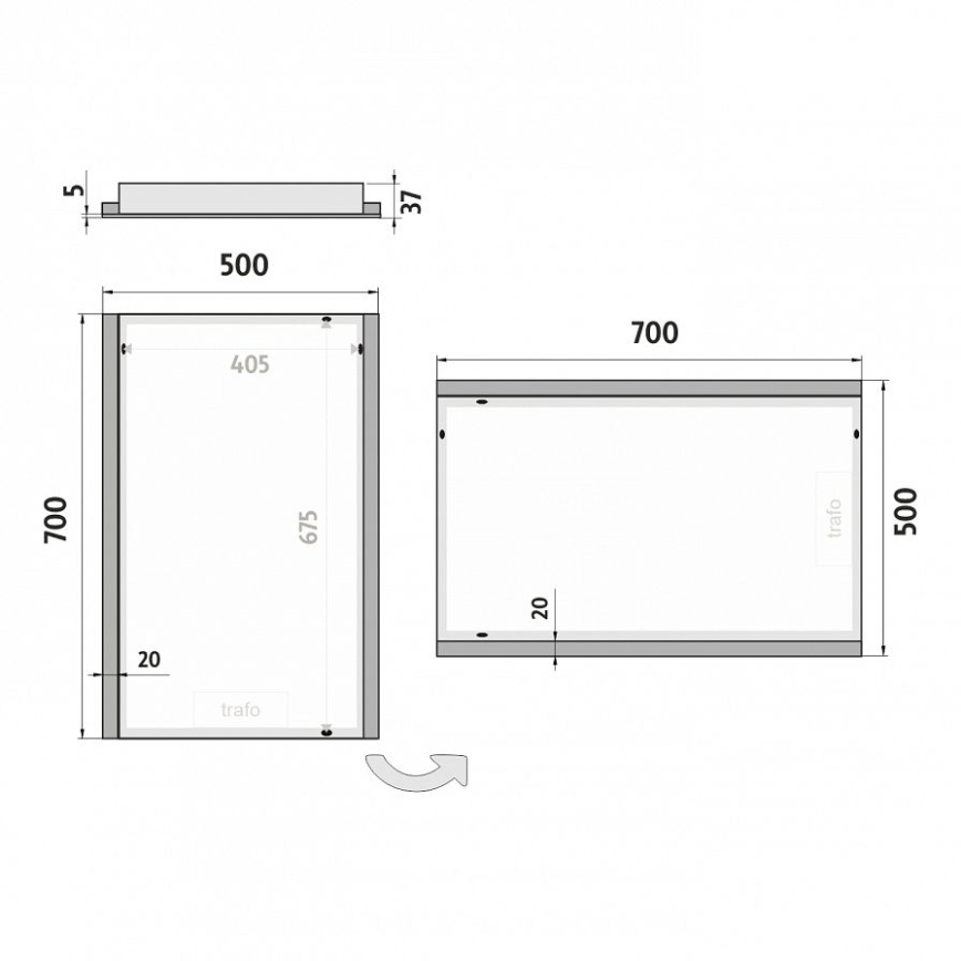 NIMCO ZP 11001 - Espejo de baño retroiluminado LED/21W/230V 6500K 70x50 cm IP44