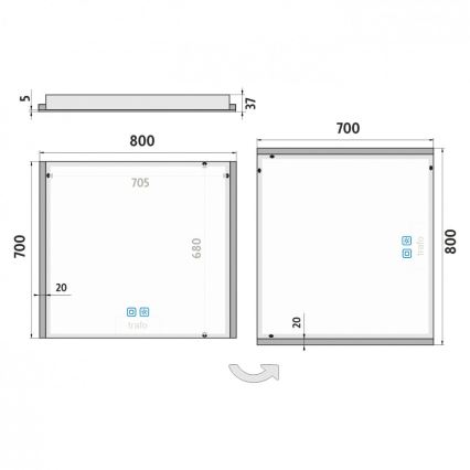 NIMCO ZP 11003VX - Espejo de baño LED retroiluminado y regulable LED/21W/230V 3000-6500K 70x80 cm IP44
