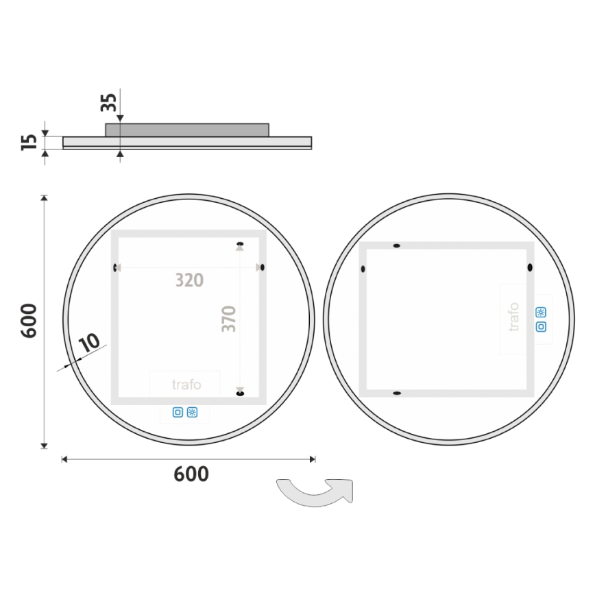 NIMCO ZP 26000RVX - Espejo de baño retroiluminado LED regulable, LED/26W/230V, 3000-6500K, Ø 60 cm, IP44