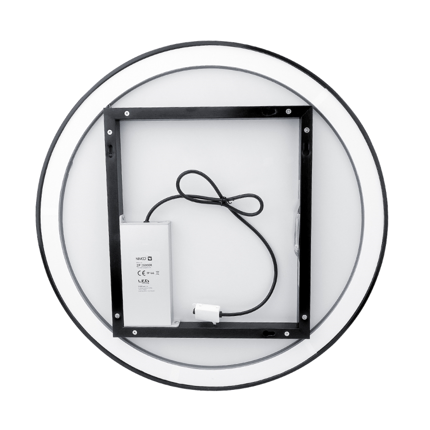 NIMCO ZPC 28001RVX-90 - Espejo de baño retroiluminado LED regulable LED/33 W/230 V 3000–6500 K Ø 70 cm negro mate IP44
