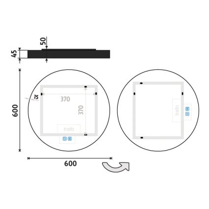 NIMCO ZPC 31000RVX-90 - Espejo de baño retroiluminado LED regulable / 20 W / 230 V / 3000–6500 K / Ø 60 cm / negro mate / IP44