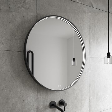 NIMCO ZPC 31000RVX-90 - Espejo de baño retroiluminado LED regulable / 20 W / 230 V / 3000–6500 K / Ø 60 cm / negro mate / IP44