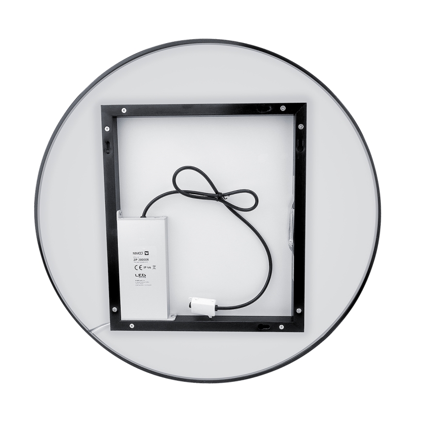 NIMCO ZPC 31002RVX-90 - Espejo retroiluminado LED regulable para baño LED/26W/230V 3000-6500K diámetro 80 cm negro mate IP44