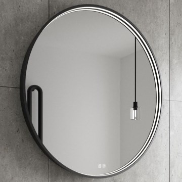 NIMCO ZPC 31002RVX-90 - Espejo retroiluminado LED regulable para baño LED/26W/230V 3000-6500K diámetro 80 cm negro mate IP44