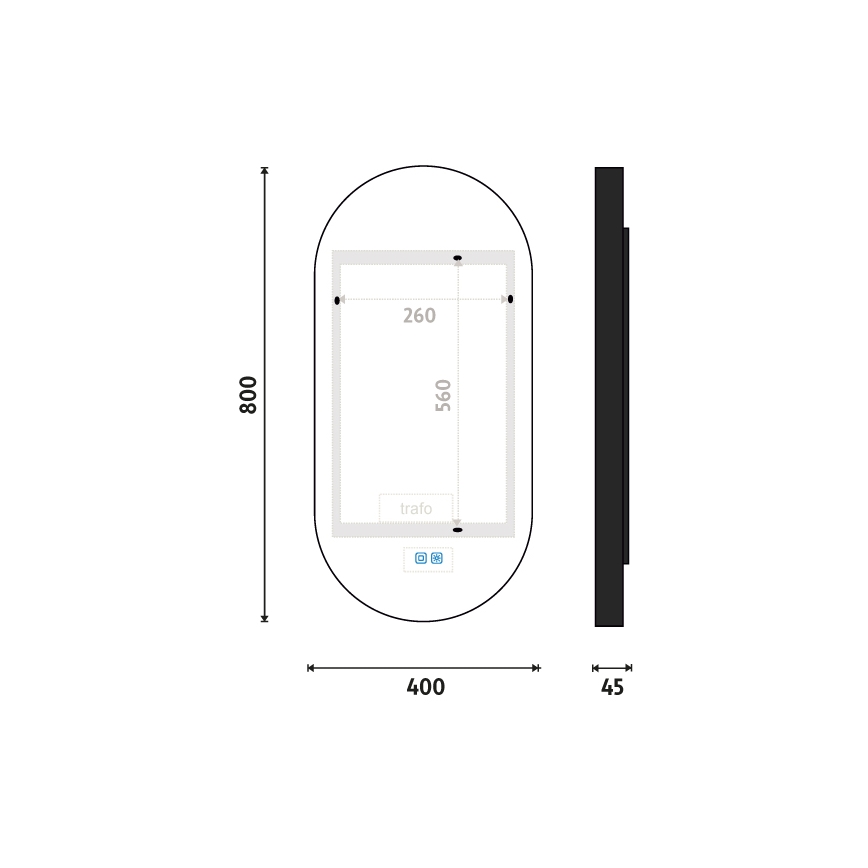 NIMCO ZPC 32002LVX-90 - Espejo de baño retroiluminado LED regulable LED/25W/230V 3000-6500K 80x40 cm negro mate IP44