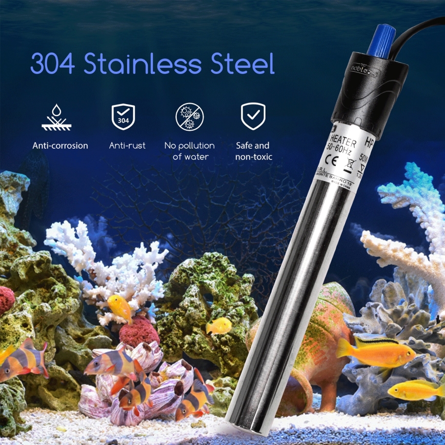 Nobleza - Calentador para acuario 50 W, acero inoxidable