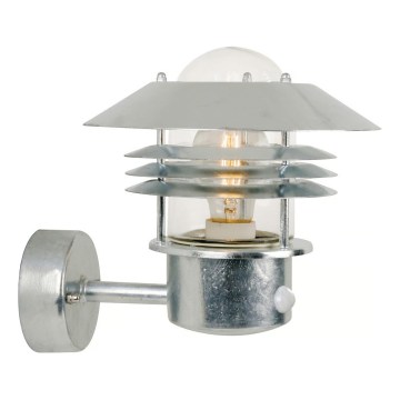 Nordlux - Aplique de pared exterior con sensor VEJERS 1xE27/60W/230V IP54 plateado