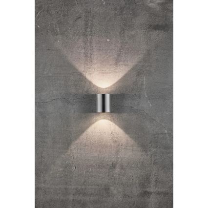 Nordlux - Aplique de pared LED para exterior CANTO 2xLED/6W/230V IP44 acero inoxidable