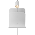 Nordlux - Foco de pared con estante y USB ROOMI 1xGU10/8W/230V blanco