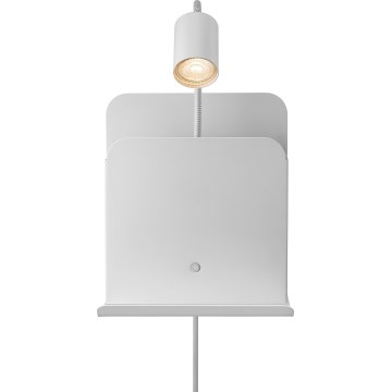Nordlux - Foco de pared con estante y USB ROOMI 1xGU10/8W/230V blanco
