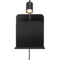 Nordlux - Foco de pared con estante y USB ROOMI 1xGU10/8W/230V negro
