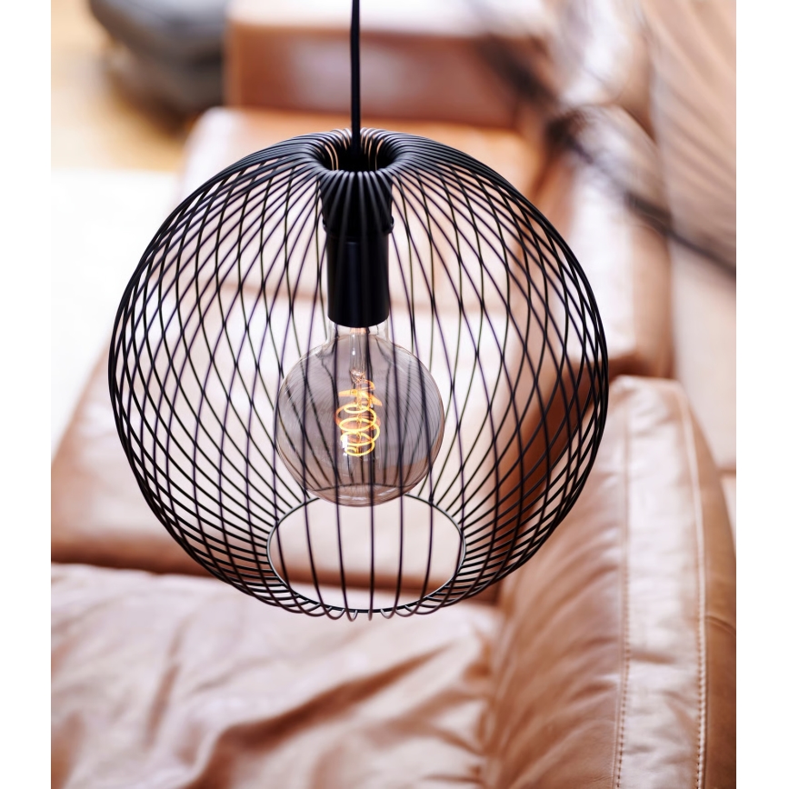 Nordlux - Lámpara colgante BERONI con cable 1xE27/60W/230V negra Ø 35 cm