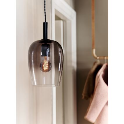 Nordlux - Lámpara colgante con cable UMA 1xE27/40W/230V Ø 18 cm negro/ahumado