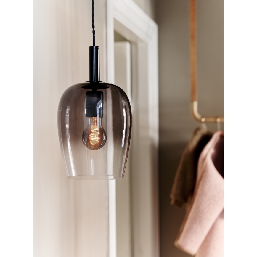 Nordlux - Lámpara colgante con cable UMA 1xE27/40W/230V Ø 18 cm negro/ahumado