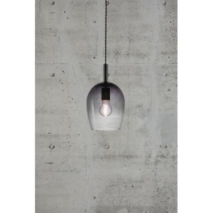 Nordlux - Lámpara colgante con cable UMA 1xE27/40W/230V Ø 18 cm negro/ahumado
