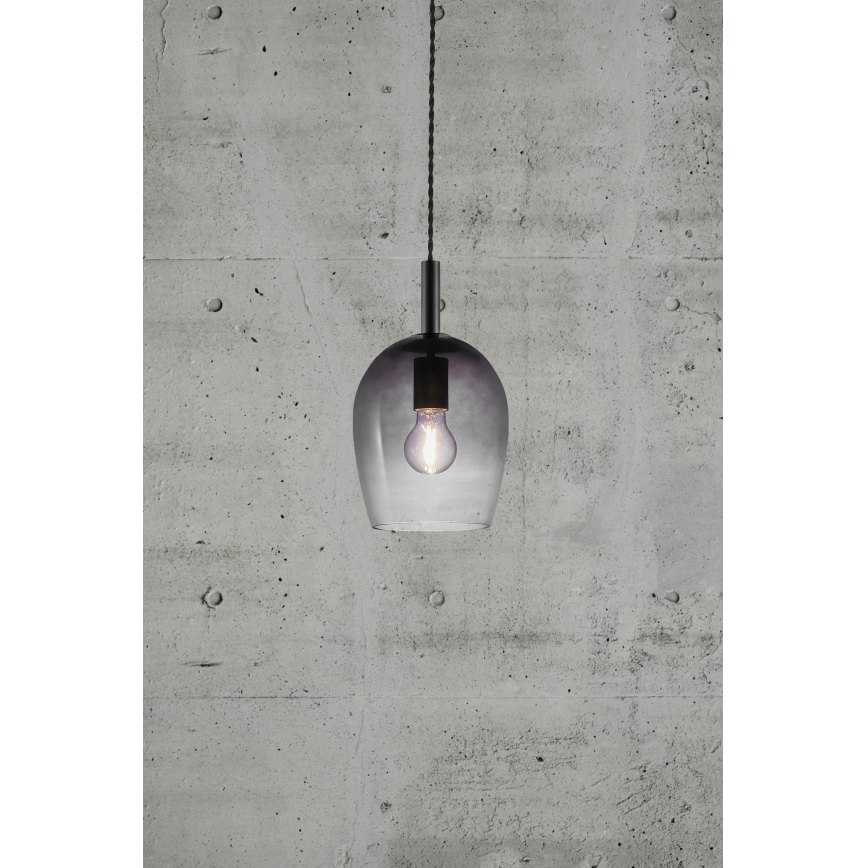 Nordlux - Lámpara colgante con cable UMA 1xE27/40W/230V Ø 18 cm negro/ahumado