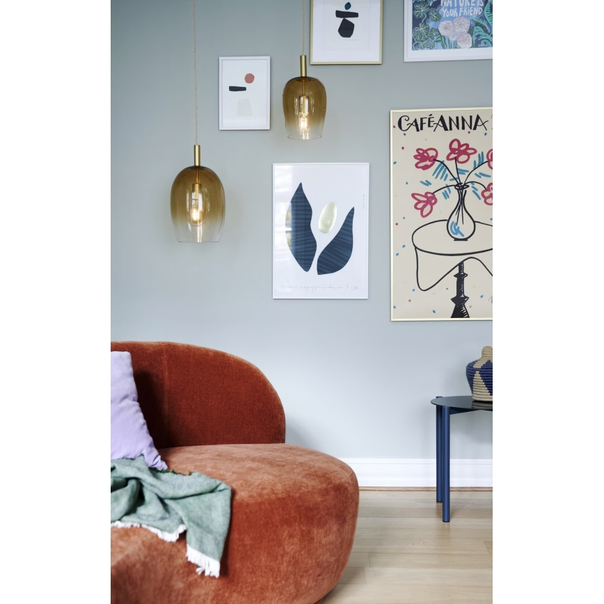 Nordlux - Lámpara colgante UMA con cable 1xE27/40W/230V Ø 18 cm marrón/ahumado