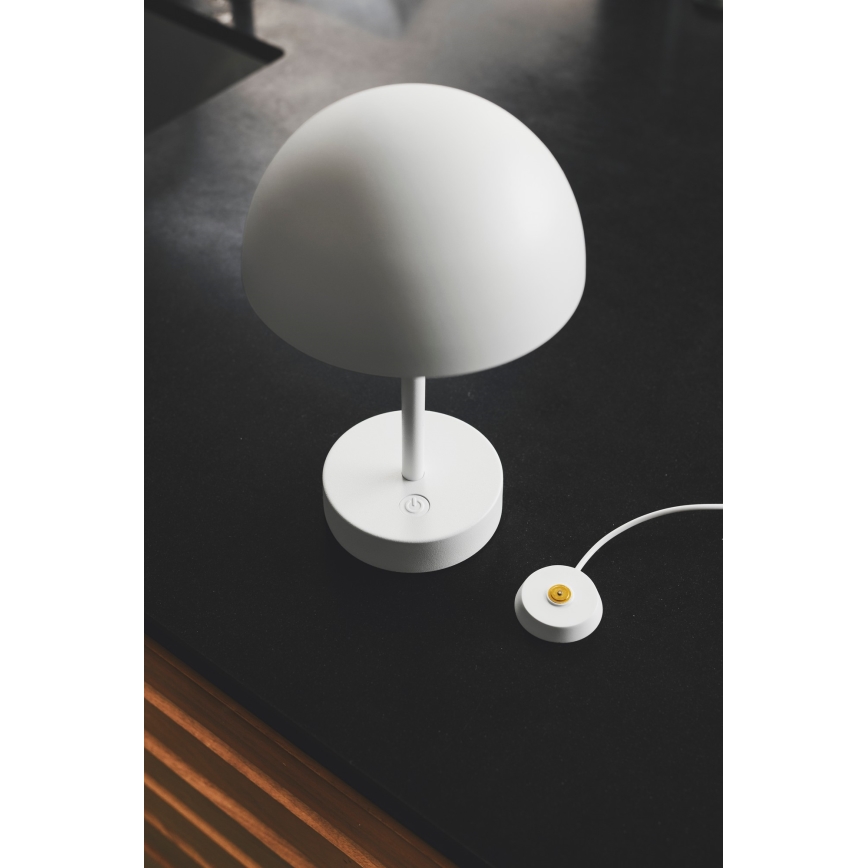 Nordlux - Lámpara de sobremesa exterior recargable LED regulable ELLEN, 2,8 W / 3,7 V, 2200 mAh, IP44, blanca