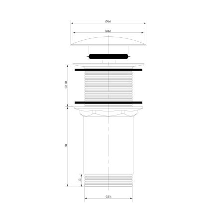 OMNIRES A716GR - Desagüe de lavabo CLICK-CLACK diá. 6,6 cm grafito cepillado