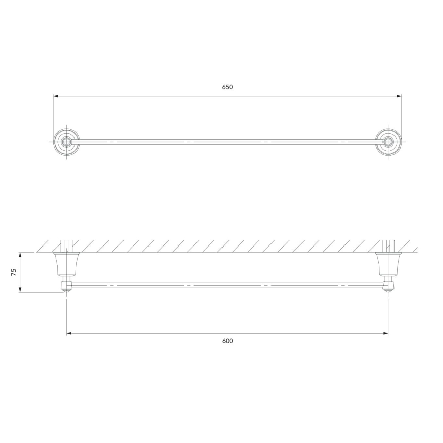 OMNIRES AL53216CR - Toallero de pared ART LINE 65 cm cromo brillante