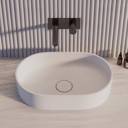 OMNIRES OVOUNBM - Lavabo sobre encimera OVO 55x36 cm dolomita/blanco mate