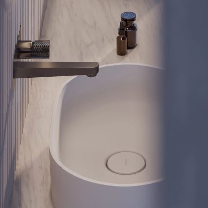 OMNIRES OVOUNBM - Lavabo sobre encimera OVO 55x36 cm dolomita/blanco mate