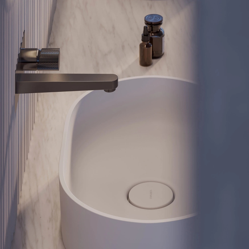 OMNIRES OVOUNBM - Lavabo sobre encimera OVO 55x36 cm dolomita/blanco mate