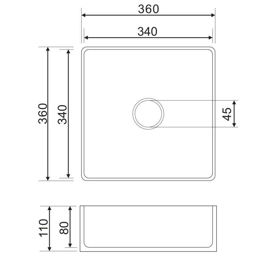OMNIRES PASADENA360BP - Lavabo sobre encimera PASADENA 36x36 cm cerámica/blanco brillante