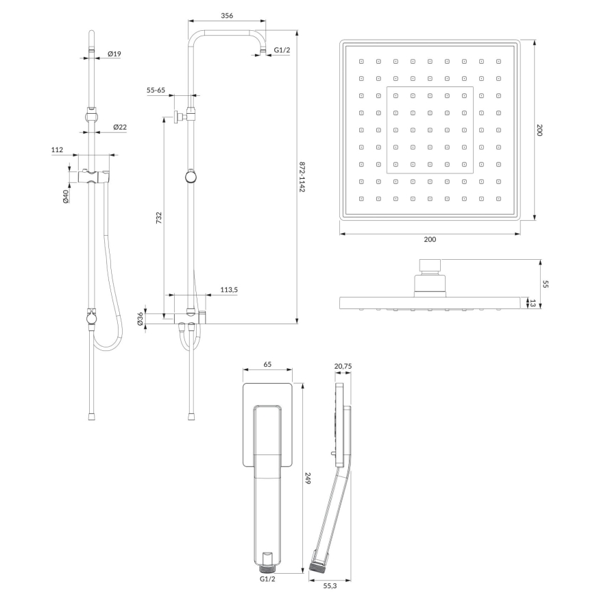 OMNIRES SYSJIMJIMCR - Juego de ducha JIMJIM cromo brillante