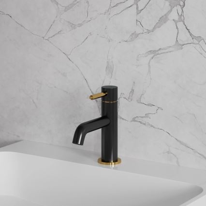 OMNIRES Y1210NBLGL - Grifo de lavabo Y 16,2 cm negro semimate/oro brillante