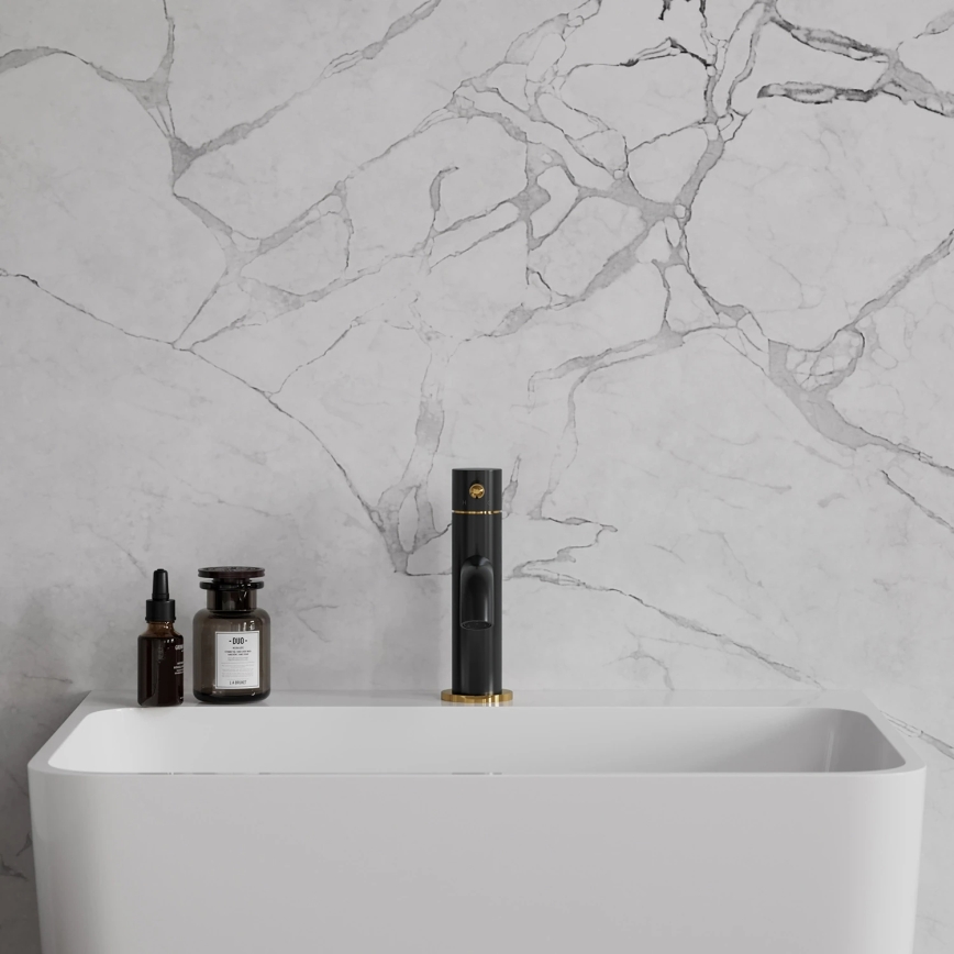 OMNIRES Y1210NBLGL - Grifo de lavabo Y 16,2 cm negro semimate/oro brillante