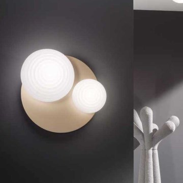 Ondaluce - Aplique de pared TONDO 1xE14/10W/230V + 1xE27/15W dorado/blanco