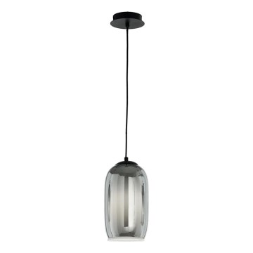 Ondaluce - Lámpara colgante con cable BONNIE 1xE27/15W/230V diámetro 15,5 cm negro/negro ahumado