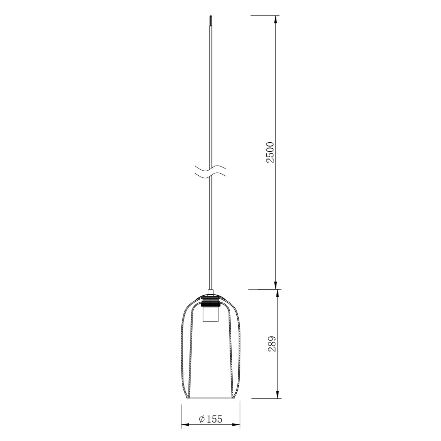 Ondaluce - Lámpara colgante con cable BONNIE 1xE27/15W/230V Ø 15,5 cm negro/beige ahumado