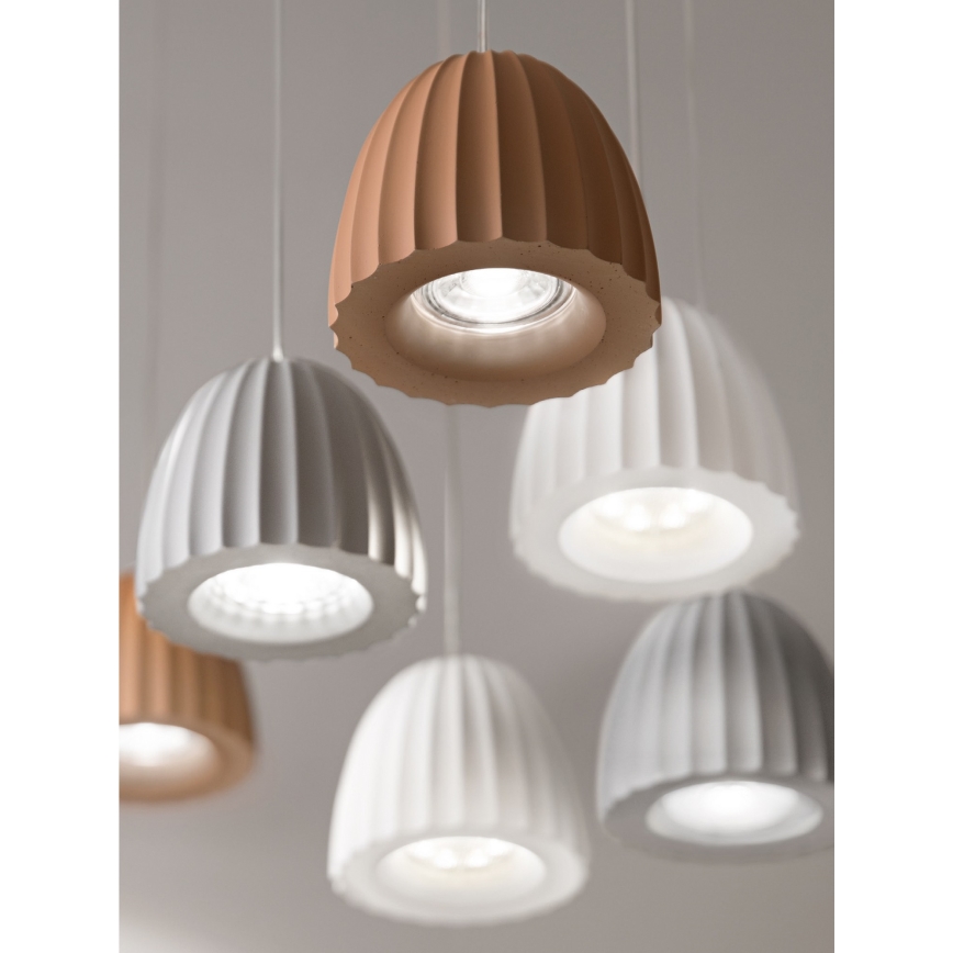 Ondaluce - Lámpara colgante con cable CONCRETE 1xGU10/7,5W/230V Ø 10,5 cm hormigón/blanco