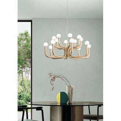 Ondaluce - Lámpara colgante con cable DERBY 16xG9/7W/230V de 81,5 cm de diámetro dorada
