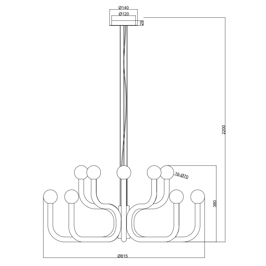 Ondaluce - Lámpara colgante con cable DERBY 16xG9/7W/230V de 81,5 cm de diámetro dorada