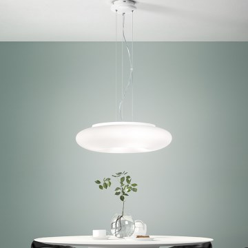 Ondaluce - Lámpara colgante con cable DODI 2xE27/15W/230V Ø 53 cm blanca