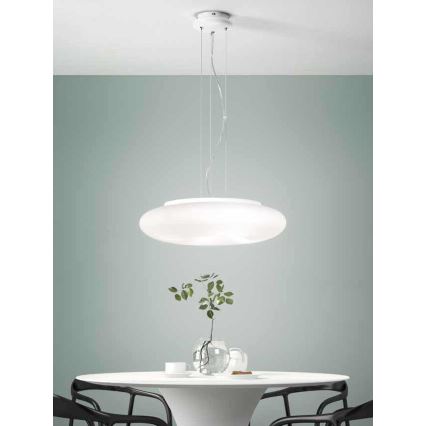 Ondaluce - Lámpara colgante con cable DODI 2xE27/15W/230V Ø 53 cm blanca
