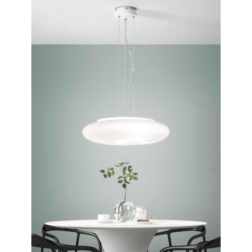 Ondaluce - Lámpara colgante con cable DODI 2xE27/15W/230V Ø 53 cm blanca
