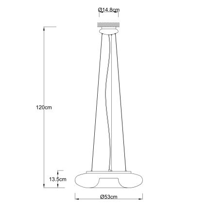 Ondaluce - Lámpara colgante con cable DODI 2xE27/15W/230V Ø 53 cm blanca