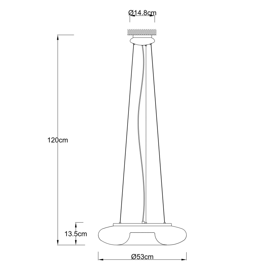 Ondaluce - Lámpara colgante con cable DODI 2xE27/15W/230V Ø 53 cm blanca